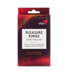 A box labeled Pleasure Rings Penis Ring Set by rfsu, featuring a rectangular shape and packaging in red and black. The surface has a matte finish with white sans-serif typography. Product text mentions “set of 3 flexible pleasure rings for longer-lasting erection.” No visible contents or people. Plain light background, product shown in a straightforward front-facing shot.
