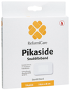 ReformiCare Pikaside; valkoinen rasia ReformiCare Pikaside -haavasidoksia, keltainen logo, tuotenimi lihavoiduin kirjaimin ja tietoa suomeksi ja ruotsiksi; suorakaiteen muotoinen rasia mattapinnalla; etikettitekstissä mainittu koko, steriiliys, imukyky ja steriili pakkaus; tuote kuvattu tasaisella taustalla, ei ihmisiä tai käsiä näkyvissä.