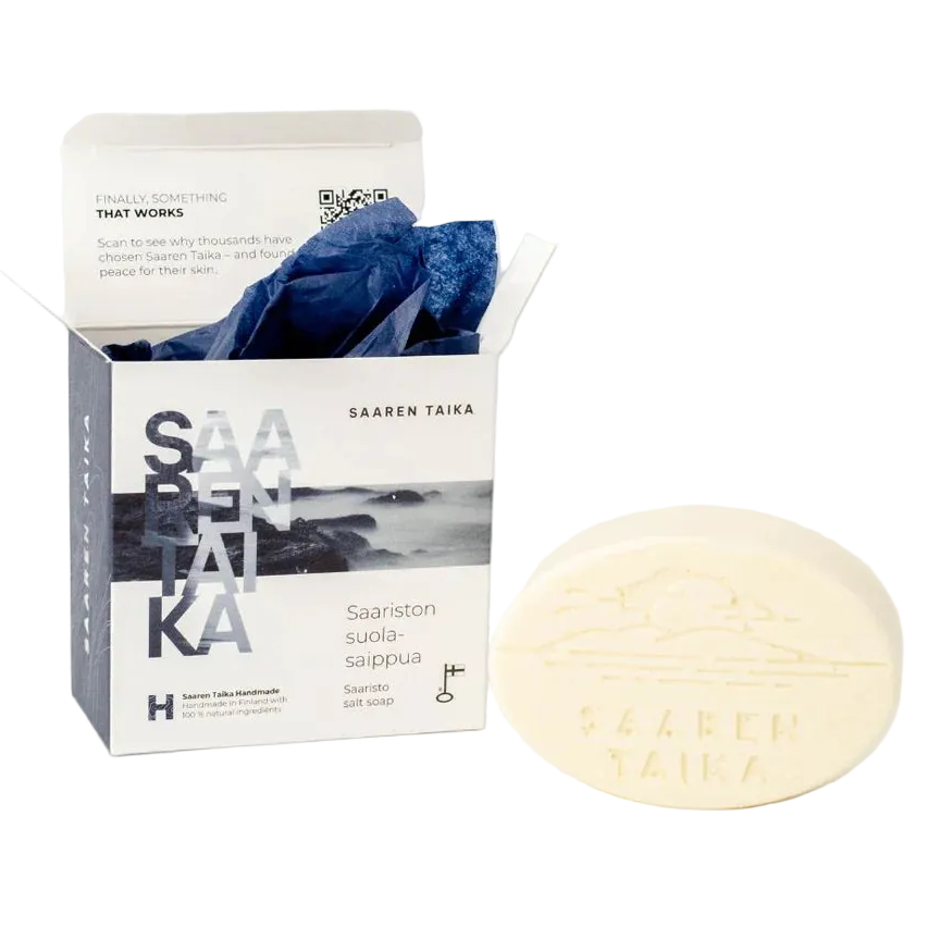 Saaren Taika Saariston Suolasaippua luonnollinen palasaippua pakkauksineen