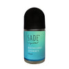 Sade Mineraalisuoladeodorantti Jasper; sininen ja vihreä roll-on-deodoranttipullo, jossa teksti ”SADE crystal Mineraalisuola Deodorantti Jasper” ja musta korkki valkoisella taustalla; koostumus perustuu mineraalisuolaan luonnolliseen suojaan; pullo pyöreähkö muoto, kiiltävä pintaviimeistely; etiketin teksti lihavoidulla groteskilla; ei ihmisiä tai käsiä, minimalistinen studiotyyli, suoraan edestä kuvattu tuotekuva.