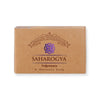 A brown, rectangular cardboard box with a matte surface. Packaging shows centered serif and sans-serif text in purple and brown, along with a decorative emblem above the product name. Label reads: Saharogya Nalpamaram - A Wellness Soap; Premium Handcrafted above in colored text. No people or hands visible; plain background; standard product photo shot.