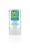 Salt of the Earth Tuoksuton Deodoranttikivi: läpinäkyvä sylinterimäinen muovipakkaus mattapinnalla, sisältää kideraidan tuoksuttomalle deodoranttikivelle; etiketissä sini-keltaiset lohkot ja groteskiteksti "Classic Effective Natural Deodorant Unscented"; tuote seisoo pystyssä valkoista taustaa vasten studiokuvassa, ei ihmisiä tai esineitä näkyvissä.