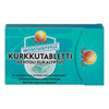 A turquoise box of Sana-sol menthol-eucalyptus throat lozenges features Finnish text and a citrus logo. Rectangular matte-finish cardboard packaging with Sans-serif, bold white and yellow typography on the front. Key ingredients vitamin C and zinc noted, as well as mention of soothing effects. Plain studio background, no people or other objects visible, product centered in the image.