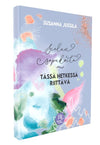 A book titled Sielun sopukoita tässä hetkessä riittävää by Susanna Jussila with a rectangular shape, soft pastel watercolor abstract cover in light pinks, blues, and purples, matte finish. The title and author are printed in elegant script font. No packaging is visible. The book rests on a plain white background in a front-facing shot.