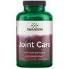 Swanson Joint Care; vihreä muovipullo mattapinnalla, lieriömäinen muoto ja vastaava vihreä kierrekansi; etuetiketissä lukee Swanson Joint Care, 120 pehmeäkapselia, edistää nivelten terveyttä ja liikkuvuutta, sisältää TruFlexia edistyneeseen tukeen; etikettiteksti lihavoitua groteskia joitakin kursiivielementtejä sisältäen; ei ihmisiä tai käsiä; valkoinen tausta.