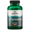 A green plastic bottle with a matte finish, cylindrical shape, closed with a dark green cap. The label displays clear sans-serif text in white, gold, and black. Swanson brand name is prominent at the top. The label includes: Brain Health, 500 mg, 100 capsules, supports healthy cognitive function. Plain white background; no people or extra objects visible.