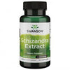 Swanson Schizandra Extract 500 mg; pullo Swanson Schizandra Extract -yrttilisäravinnetta, adaptogeeninen tuki stressiin, 60 kapselia; vihreä muovipullo kiiltäväpintainen ja tumma kierrekorkki; etusivun etiketissä valkoista ja kultaista tekstiä, Swanson-logo ja tuotetiedot selkeällä perusfontilla; tausta tasainen valkoinen, studiokuva, ei ihmisiä tai käsiä.