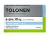 Tolonen Terveystuotteet E-EPA 500 mg + D-vitamiini -pakkaus, valkoinen-sininen-vihreä, omega-3- ja D-vitamiinitiedot, 40 pehmytkapselia; mattapintainen rasia, yksinkertainen groteskiteksti