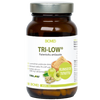Biomed Tri-Low® Amlauute; ruskea lasipurkki tekstillä TRI-LOW vihrein aksentein, sisältää 60 kapselia; lieriömäinen purkki mattapintaisella etiketillä, jossa kuvia paahdetusta leivästä ja vihreistä lehdistä; teksti suomeksi joitakin englanninkielisiä sanoja sisältäen; BIOMED-brändäys näkyvissä etiketissä; tuote kuvattu valkoisella taustalla, ei ihmisiä tai käsiä.