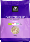 Urtekram Luomu Täysjyväriisihiutale, violetti 400 g pakkaus luomutäysjyväriisihiutaleille, sertifikaattimerkinnät ja kirkas ikkuna näyttää terveelliset hiutaleet sisällä; pakkaus suorakulmainen mattapinnalla; valkoinen ja musta groteskitypografia näyttää brändinimen, tuotekuvauksen ja painon; sertifikaattilogot etusivulla; tuote kuvattu yksinkertaista taustaa vasten, ei ihmisiä eikä käsiä näkyvissä.