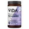 Vida Pitkävaikutteinen Melatoniini 1,9 mg; ruskea muovipurkki mattapintaisena, sylinterinmuotoinen valkoisella ruuvikorkilla; etiketti violetti ja valkoinen groteskikirjasimin, sekä isoin että pienin kirjaimin; luettavat tiedot: VIDA Melatoniini 1,9 mg, suomenkielinen teksti, 144 tablettia; etiketissä maininta "pitkävaikutteinen"; neutraali studiotausta, ei ihmisiä tai esineitä kuvassa.