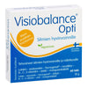 Visiobalance Opti -pakkaus, silmien terveydelle, vegaaniset ainesosat, suomenkielinen teksti; valkoinen mattapintainen rasia teal-mustalla groteskitekstillä, 60 tablettia, keltainen korostusympyrä