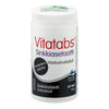 A white plastic bottle of Vitatabs Sinkkiasetaatti zinc tablets with a matte finish, cylindrical shape, and plastic screw cap. The front label displays Finnish text in bold black and orange fonts, noting licorice flavor, 60 tablets, and Finnish origin. Product is shown against a plain background with no people or objects included. A white bottle of Vitatabs Sinkkiasetaatti zinc tablets with Finnish text on the label, highlighting licorice flavor, 60 tablets, and Finnish manufacture. Zinc is featured as a