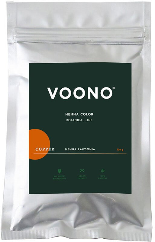 Voono Henna Color Copper -kasvihiusväripussi, kupari, 100 g