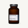 Wild Nutrition Fertility Support -pullo, ruskea lasipullo mattamustalla kannella, teksti "Food-Grown, For Men", pystyssä sileällä vaalealla taustalla; etiketissä selkeää mustaa ja harmaata tekstausvapaata tekstiä valkoisella pohjalla; ei ihmisiä tai muita esineitä kuvassa.