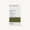 Wild Nutrition Bone + Muscle Support -pakkaus, valkoinen laatikko, sisältää boswellia-uutetta, hyödyt luustolle, rustolle ja immuunijärjestelmälle; sisältää 90 kapselia, merkitty ravintolisäksi; suorakulmainen muoto mattapinnalla; mustaa tekstausvapaata typografiaa etupuolella; tausta yksinkertainen; ei ihmisiä tai käsiä näkyvissä.