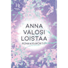 A pastel-toned card displays text: Anna Valosi Loistaa Rohkaisukortit with a glowing light and delicate floral pattern. A logo in the top left says HC Hidasta Elämää. The card is rectangular with rounded corners, appears to have a matte finish, features sans serif text, and is photographed against a neutral background with no people or hands visible.