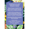 A card with Finnish text describing Kun tuntuu pahalta cards, which offer comforting exercises and mindfulness practices for difficult feelings, on a colorful, leafy background. Card has rectangular shape, matte finish, multicolored plant motif as background. Sans-serif font in black and white used for the Finnish text. The Hidasta elämää branding appears at the bottom.