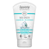 A white tube of Lavera Basis Sensitiv Cleansing Gel featuring blue accents, text in English and Italian, and certification logos. The packaging highlights organic aloe vera and jojoba oils for normal and combination skin. Tube has a flip cap, smooth matte finish, rounded edges. Sans-serif typography is used for the brand name and product info. Product appears against a plain background with even lighting. No people or hands are present in the image.