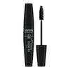 Lavera Intense Volumizing Ripsiväri Musta; musta tuubi Lavera Naturkosmetik Intense Volumizing Mascara -ripsiväriä, harjasovellin irrotettuna ja aseteltuna tuubin viereen; pinta mattapintainen, pakkaus sylinterinmuotoinen; valkoinen groteskiteksti ja BIO-merkintä etupuolella; ei ihmisiä tai käsiä kuvassa, pelkistetty tausta neutraalilla valaistuksella, studiolähikuva.