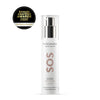 MÁDARA SOS Hydra Cream kasvovoide -pullo, valkoinen, hopeinen pumppu, mattapinta; groteskiteksti tieteellisestä kosteutuksesta, pyöreä kultainen palkintomerkki "beauty shortlist AWARDS 2020 EDITORS CHOICE"