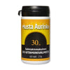 Musta Aurinko D3-vitamiini 30 mikrog -pullo, 60 tablettia (27 g), salmiakinmakuinen; valkoinen mattapintainen muovipullo mustalla kannella, mustakeltainen aurinkokuvitus etiketissä