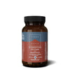 TERRANOVA Digestive Enzymes with Probiotics -pullo, ruskea lasipullo mattapinnalla, sylinterimäinen muoto ja muovinen kierrekorkki; etusivun etiketissä lukee tuotenimi, sisältää 50 kasviskapselia; lohko- ja tekstausvapaata typografiaa; Magnifood-etiketti korostaa 100-prosenttista vegaanisuutta ja lisäaineettomuutta; pullo pystyssä yksinkertaista vaaleaa taustaa vasten studiokuvassa.