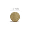 Chello Forte + B6-vitamiini; pyöreä beige tabletti pystyssä, yläpuolella 12 mm:n mittamerkintä osoittamassa halkaisijaa; tabletin pinta sileän mattainen ilman näkyviä merkintöjä tai kohokuvioita; ei pakkausta; valkoinen tausta, lähikuva ilman ihmisiä tai käsiä.