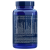 Life Extension Mix Capsules; sininen, lieriön muotoinen ja kiiltäväpintainen muovipurkki sinisellä kierrekorkilla; ympärikietoutuva valkoinen etiketti pienellä mustalla tekstillä ravintosisältötiedoista ja ainesosista; valkoinen tausta, purkki pystyssä.