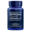 Life Extension Pantothenic Acid B5; sininen ravintolisäpullo sylinterinmuotoisena muovina mattapinnalla; etuetiketissä "Supplement Facts" lihavoidulla groteskikirjasimella, luetellen kalsiumin (44 mg, 3 % RDA), pantoteenihapon (500 mg, 10 000 % RDA), kasvisellun, mikrokiteisen selluloosan ja riisiuutteen; ei ihmisiä kuvassa, tuote kuvattu pelkistetyllä taustalla hyvin valaistussa studiokuvassa.