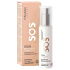 MÁDARA SOS Hydra Cream kasvovoide -pullo ja pakkaus, beige-valkoinen, mattapinta; pullo pumppuannostelijalla, pakkaus suorakulmainen, versaaligroteskiteksti "MÁDARA"