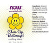 NOW Essential Oils Cheer Up Buttercup! -eteerisen öljyn seos; etiketissä hymyilevä keltainen kukka, ainesosaluettelo, hyötytiedot, uuttomenetelmä ja tuotetietoja vaaleaa pohjaa vasten; pullo lieriömäinen, kirkasta materiaalia, valkoinen korkki; etiketti groteskifontilla mustana ja oranssina, tuotenimi "NOW" korostetusti yläosassa; ei ihmisiä; tasaisesti valaistu, suoraan edestä kuvattu.