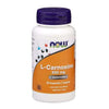 NOW L-Carnosine 500 mg -pullo, 50 kapselia; valkoinen, sylinterimäinen ja mattapintainen muovipullo violetilla korkilla; oranssissa etiketissä lihavoitua monikielistä tekstausvapaata tekstiä, maininnat ei-GMO-alkuperästä ja kasvisperäisyydestä; kuvattu valkoista studiotaustaa vasten keskitettynä, ei ihmisiä tai käsiä näkyvissä.