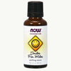 NOW Essential Oils Smiles for Miles -piristävä öljyseos, 1 fl. oz. (30 mL); ruskea, lieriömäinen, kiiltäväpintainen lasipullo, musta kierrekorkki; etiketissä keltainen hymyilevä kasvokuva sekä selkeää groteskitekstiä; ei ihmisiä; vaalea tausta, tuote keskitettynä kuvassa.