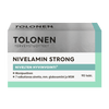 Tolonen Nivelamin Strong -pakkaus, nivelten hyvinvointia tukeva ravintolisä, sisältää 90 tablettia; teksti suomeksi, korostettuina keskeiset ainesosat kuten glukosamiini ja MSM; laatikko suorakulmainen turkoosin, valkoisen ja harmaan värinen mattapinnalla; tekstausvapaata typografiaa etiketissä; ei ihmisiä tai käsiä näkyvissä; tausta yksinkertainen, tavanomainen tuotekuva.