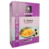 Urtekram Gluteeniton Luomu Corn Flakes -pakkaus, violetti, kuva kulhollisesta maissihiutaleita hedelmien kera; mattapintainen suorakulmainen rasia, groteskiteksti "No added sugar", "Always organic", gluteeniton