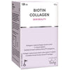 Biotin Collagen Skin Beauty -pakkaus, 120 tablettia; suorakulmainen, mattapintainen rasia vaaleanpunaisen ja valkoisen sävyissä; suomenkielinen teksti mustalla ja pinkillä tekstausvapaalla kirjasimella; etupuolella ainesosina biotiini ja kollageeni, käyttöohjeet sekä Vitabalans Lady -logo alaosassa; kuvattu yksiväristä taustaa vasten suoraan edestä, ei ihmisiä tai käsiä näkyvissä.